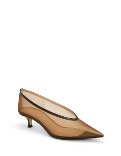 Babouche Mesh Pointed Kitten Heel Pumps