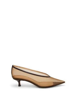 Babouche Mesh Pointed Kitten Heel Pumps