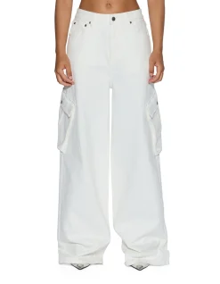 Baggy Jean Cargo Ecru Wide Leg Cargo Jeans
