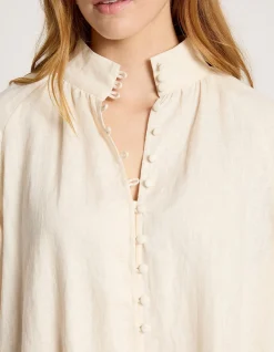 Bajau Linen High Neck Button Shirt