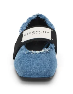 Ballerina Frayed Edge Logo Strap Flats