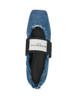 Ballerina Frayed Edge Logo Strap Flats