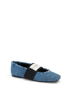 Ballerina Frayed Edge Logo Strap Flats