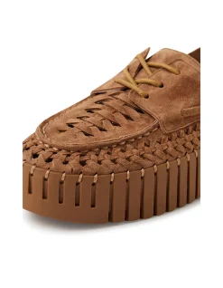 Balsa Woven Suede Platform Loafers