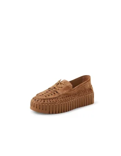 Balsa Woven Suede Platform Loafers