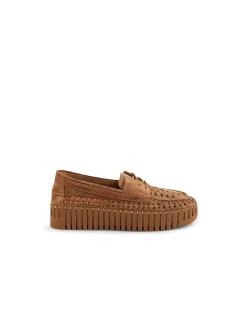Balsa Woven Suede Platform Loafers