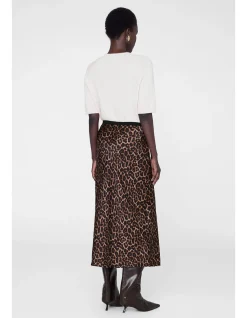 Bar Silk Leopard Midi Skirt