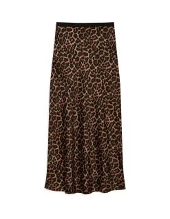 Bar Silk Leopard Midi Skirt