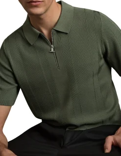 BART HALF ZIP TEXTURED KNITTED POLO