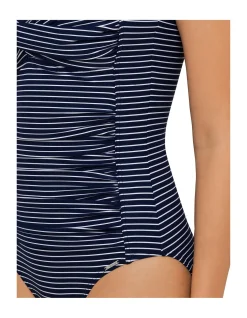 Basix Cross Front D Cup Stripe One Piece