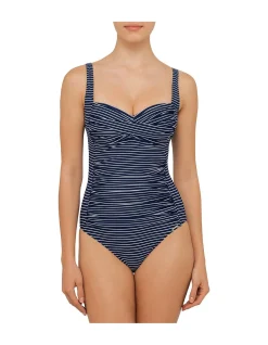 Basix Cross Front D Cup Stripe One Piece