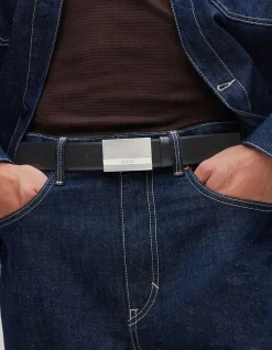 Baxton Leather Belt with Brushed Metal Buckle