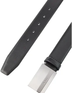 Baxton Leather Belt with Brushed Metal Buckle