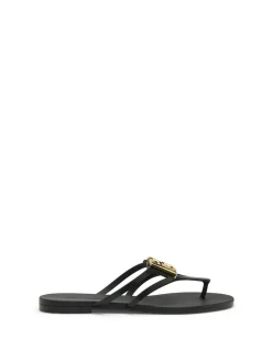 Beachwear Gold Logo Strap Thong Sandals
