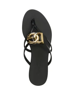 Beachwear Gold Logo Strap Thong Sandals