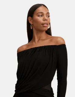 BELINDA BARDOT NECK DRAPED MAXI DRESS