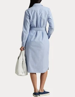 BELTED COTTON OXFORD SHIRTDRESS