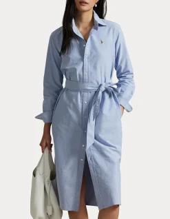 BELTED COTTON OXFORD SHIRTDRESS