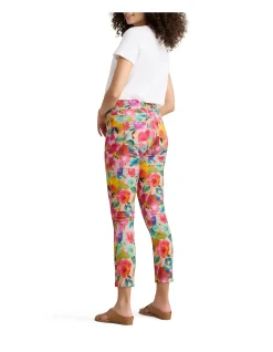 Bengajean Multi Roses 7/8 Button Detail Pant