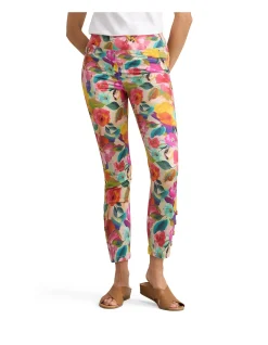Bengajean Multi Roses 7/8 Button Detail Pant