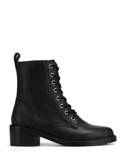 Benny Black Pebble Leather Ankle Boot