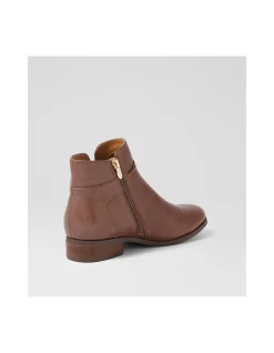 Bessi Coffee Leather Ankle Boots