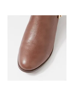 Bessi Coffee Leather Ankle Boots