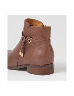 Bessi Coffee Leather Ankle Boots