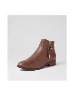 Bessi Coffee Leather Ankle Boots