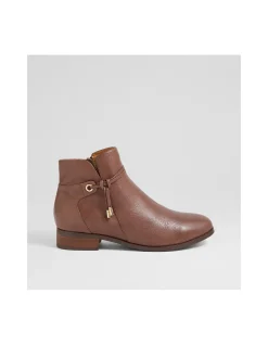 Bessi Coffee Leather Ankle Boots
