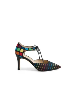 Betina Rainbow Stripe Lace Up Pumps