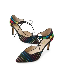 Betina Rainbow Stripe Lace Up Pumps