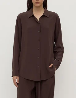 Betty Silk Long Sleeve Shirt Ganache