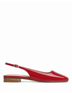 BEV Deep Red Patent Leather Slingback