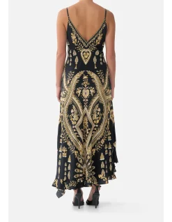 BIAS SLIP DRESS WITH FRILL HEM