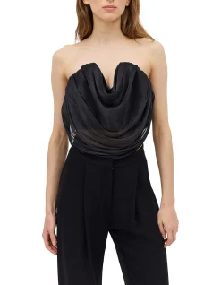 BLACK LIQUID ORGANZA TIDAL BUSTIER TOP