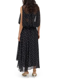 BLACK POLKA DOT SILK EMERGE TOP