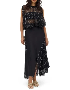 BLACK POLKA DOT SILK EMERGE TOP