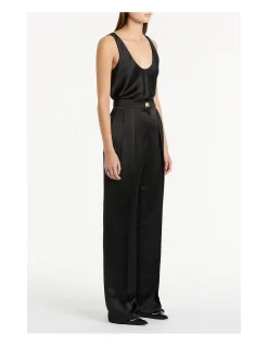 BLACK SATIN SCOOP CAMI