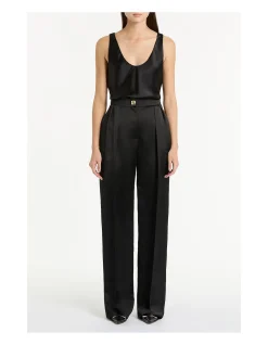 BLACK SATIN SCOOP CAMI