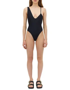 BLACK SPANDEX PLUNGE ONE PIECE