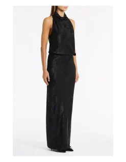 BLACK BURNISHED METALLIC BIAS SKIRT