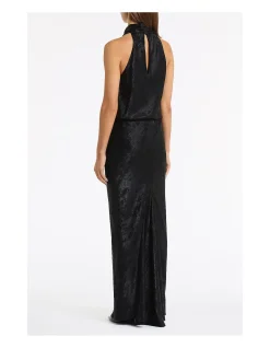 BLACK BURNISHED METALLIC BIAS SKIRT