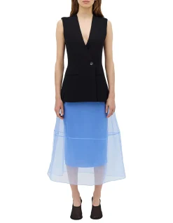 BLACK CREPE ELLIPSIS VEST