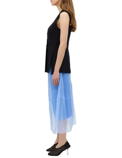 BLACK CREPE ELLIPSIS VEST