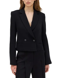 BLACK CREPE SUITING MURMUR JACKET