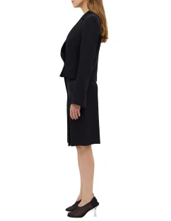 BLACK CREPE SUITING MURMUR JACKET