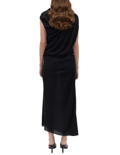 BLACK CRINKLE TUMBLE DRESS