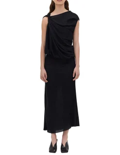 BLACK CRINKLE TUMBLE DRESS