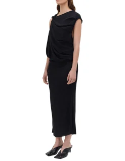 BLACK CRINKLE TUMBLE DRESS